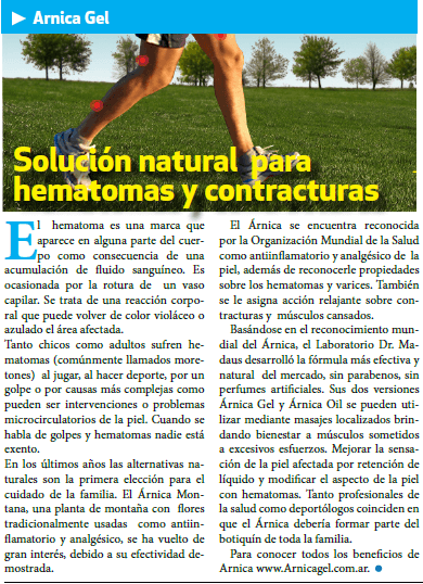 Nota Clarín: Solución natural para hematomas y contracturas musculares